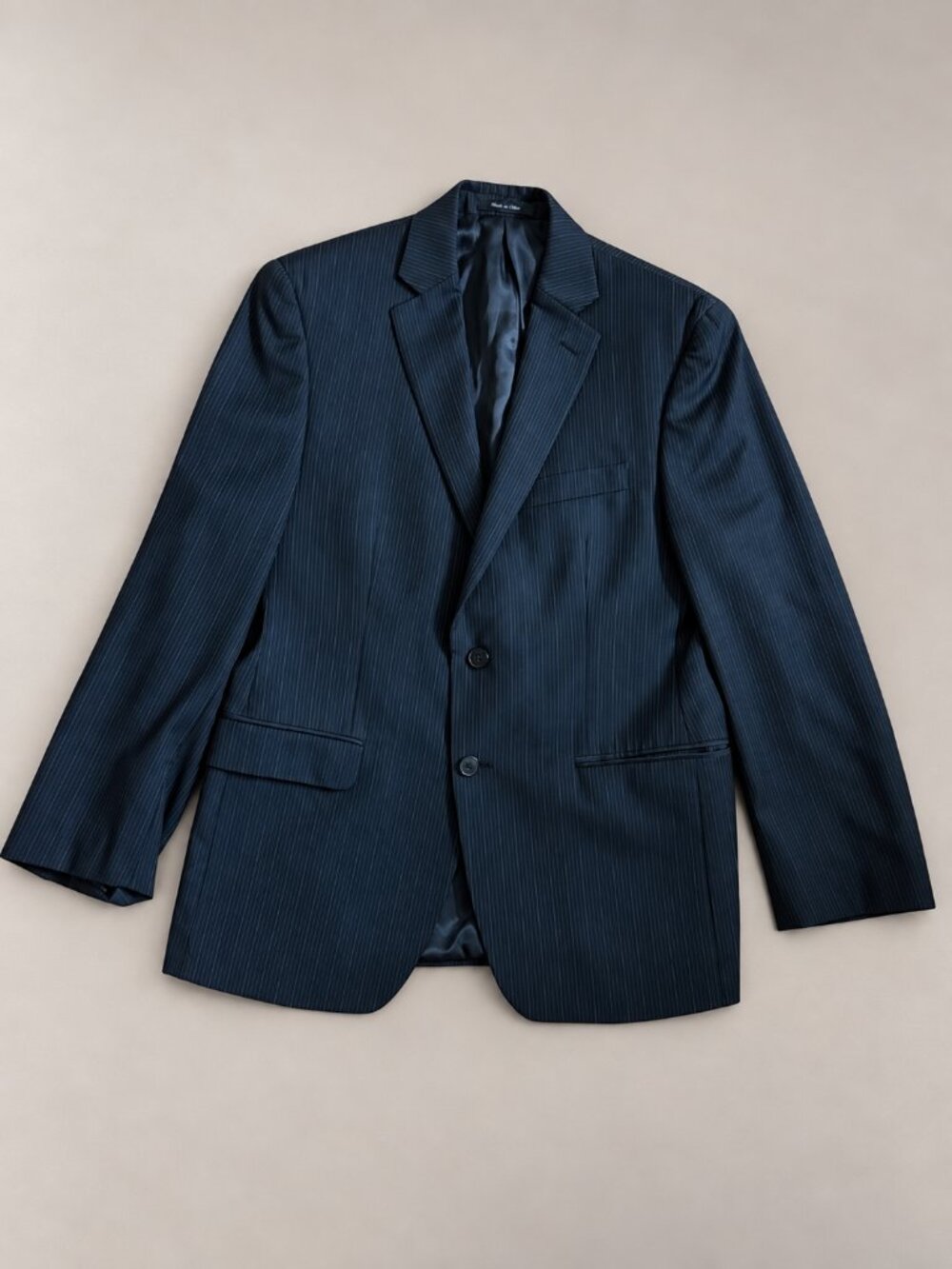 Calvin Klein Mens 38S Wool Suit Jacket Navy Blue Pinstripe Blazer Macys